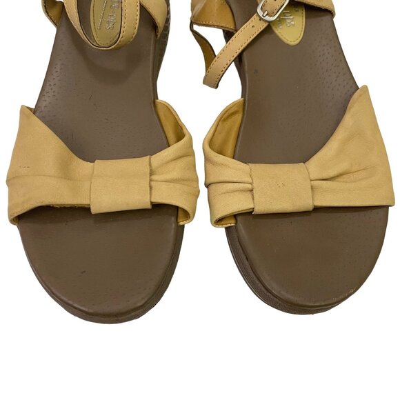Skechers Shape-Ups 24918 Leather Camel Tan Sandals Ankle Straps Walking Size 7.5 - Picture 2 of 15